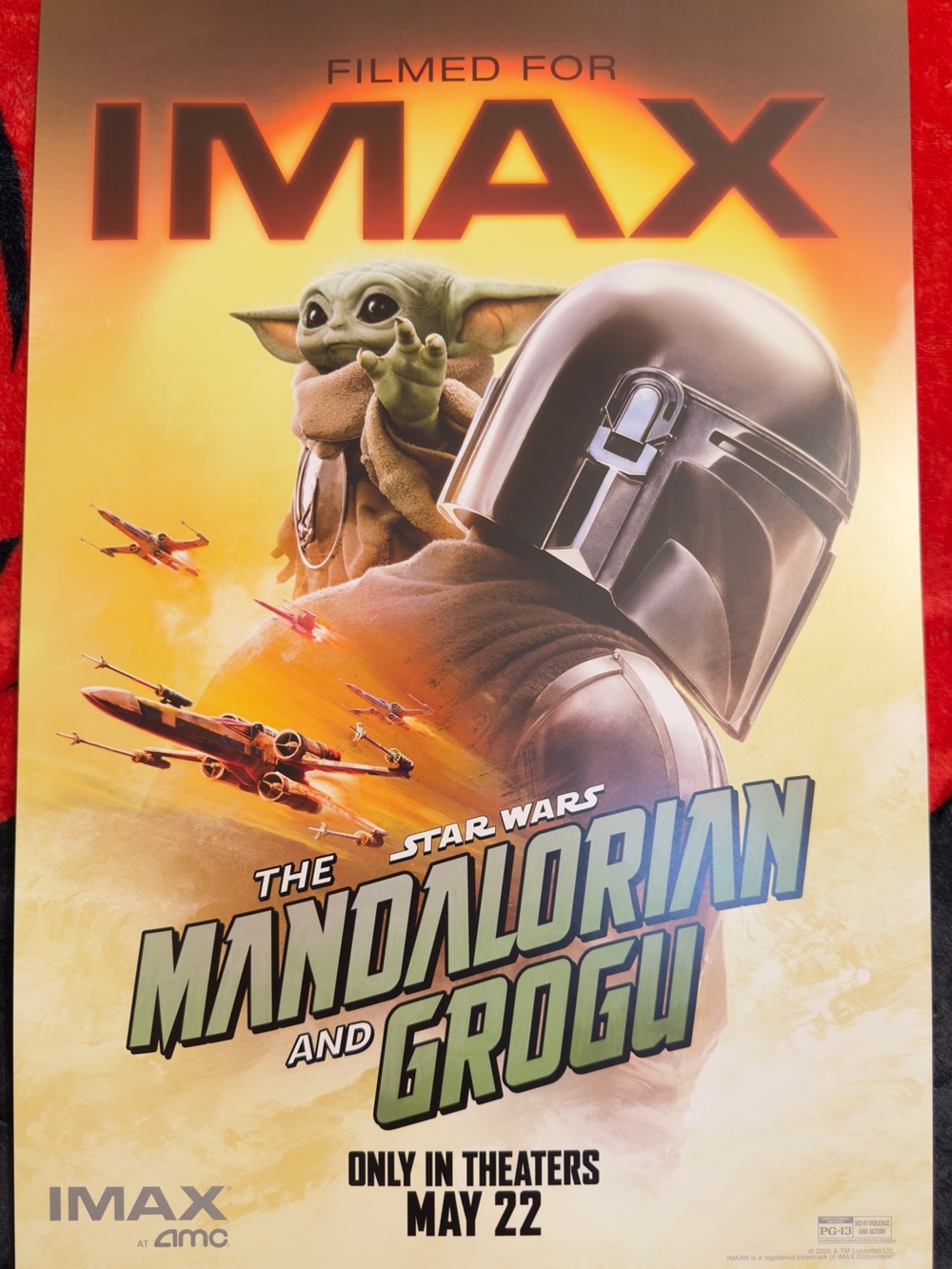 Star Wars The Mandalorian and Grogu Poster - Orange/Green
